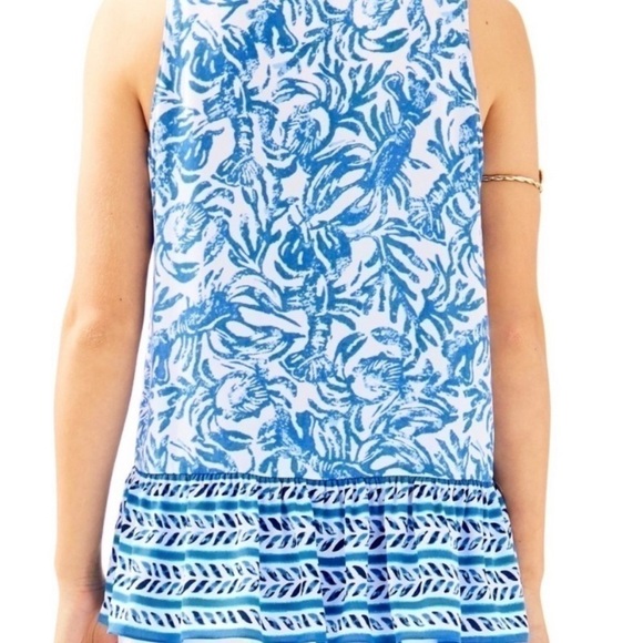 Lilly Pulitzer Gramercy Top On a Roll Peplum , Lobster Tank Blouse - Picture 3 of 5